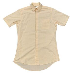 Covington Mens Short Sleeve Yellow Button-Down Dress Shirt Pocket Size 14-14 1/2